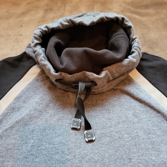 Blanc Noir Charcoal Heather and Black Lock Funnel Neck Sleeveless Hoodie Size S - Picture 6 of 8